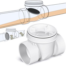 Tondiamo 3 Inch Backwater Valve Drain Backflow Preventer Valve Prevent Sewage and Rainwater from Flowing Back(White PVC)