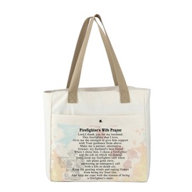 MBMSO Firefighters Wife Gifts Tote Bag Fireman Wife Gifts Firefighting Gift for Women Prayer Bag for Work Wife Beach Tote Bag (Firefighters Wife TOTE)