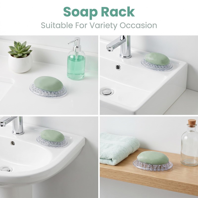 2 Pcs Silicone Soap Holder, Clear Silicone Soap Dish for