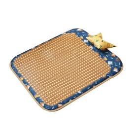 Dog Rattan Cooling Mat Bite Resistant Comfortable Breathable Cat Cooling Mat for Summer L Blue