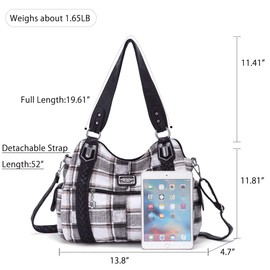 Angel Barcelo Large Purses for Women Soft PU Leather Hobo Bag for Women Shoulder Bag Black