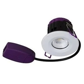 LED Robus 5W LED Ultimum 30/60/90 Minute Fire Rated LED Downlight with IP65 Waterproof Protection for Bathrooms, 85mm, Supplied with White Bezel and Junction Box, 240V LED Warm White