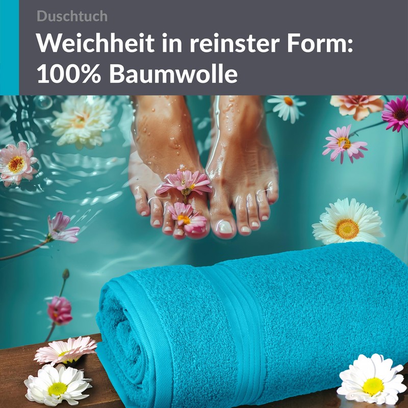 Lashuma Terry Towelling Men's Bath Towel Blue - Aquamarine, Linz