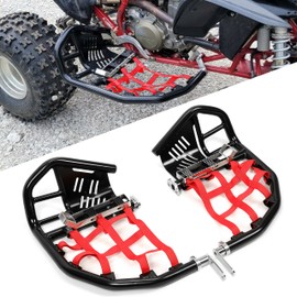 Kojem Nerf Bars Foot Pegs Compatible with Honda Sportrax 400 TRX 400EX 400X All Years (Black Nerfs & Red Nets)