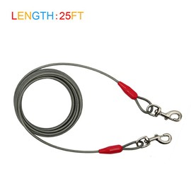 Petest 25ft Tie-Out Cable with Crimp Cover for Super Dogs Up to 250 Pounds