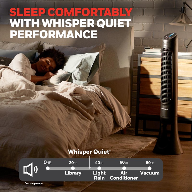 Honeywell QuietSet Whole Room Tower Fan-Black, Oscillating Tower Fan with