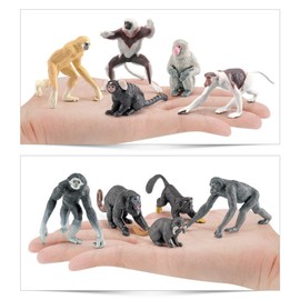VGEBY Monkey Model Set, 10PCS Primate Models Mini Proboscis Monkey Gibbon Orangutan Lemur Model Animal Ornament Set