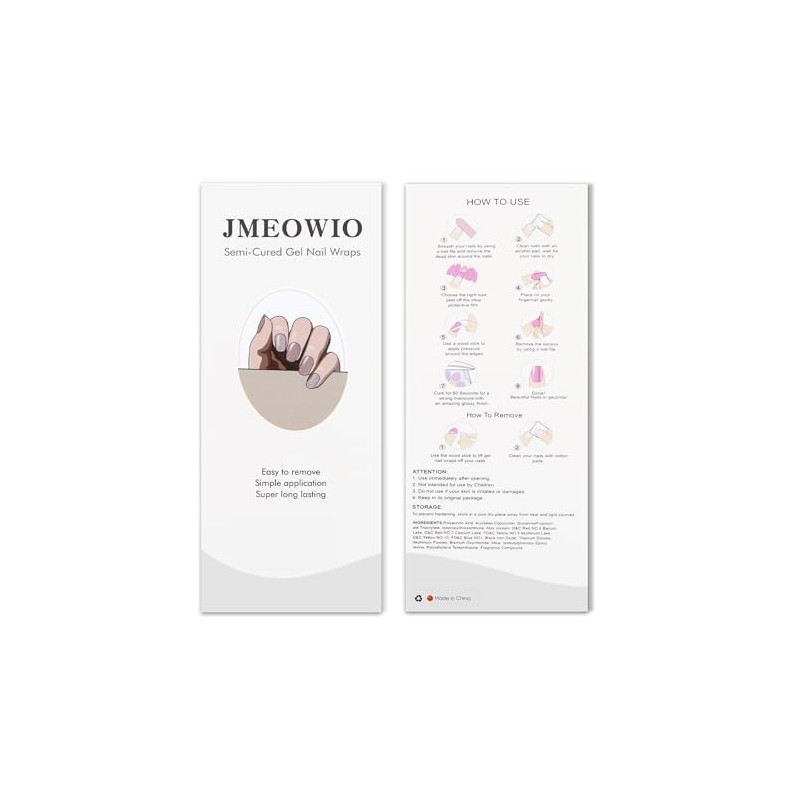 JMEOWIO Glitter Nail Foil UV Hardening Gel Nail Strip Sticker