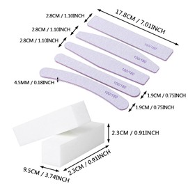 SYEYCW Pack of 13 White Buffer Sanding Blocks and Professional Nail File, 8 Pieces Buffer Sanding Blocks, Polishing Blocks, 5 Pieces 100/180 Grit Nail Files for Gel Nails, for Manicure, Pedicure, Pets
