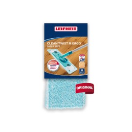 Leifheit Clean Twist M Ergo Super Soft Mop Cover for Sensitive Floors, Floor Mop Cover with Special Fibres, Mop for Minimum Water Absorption, Ideal for Parquet, Laminate, Real Wood and Cork