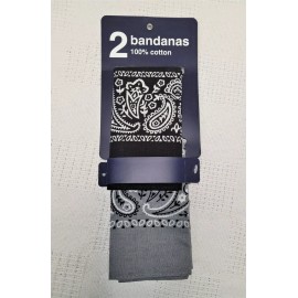 Unbranded 2 PACK  Paisley Bandanas100% Cotton Black/Gray