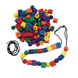 Excelleration Wooden Lacing Beads 108 Pieces, Fine Motor Skill Development, STEM Toy, Educational Toy, Preschool, Kids Toys