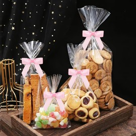 XIABYAYU Mini Satinband Schleifen, 50 Stück Kleine Schleifen Rosa, Geschenkschleife, Weihnachtsschleifen Klein für Geschenktüten, Snacktüten, DIY, Geschenkverpackung