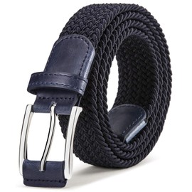KEMISANT Men's Golf Belt Multi Pack-Braided Woven Stretch Belt for Gift Men Casual Jeans Sports Work 1 3/8"(Mazarine,26"-32"Waist Adjustable)