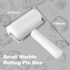 Koville Small Marble Rolling Pin Pizza Roller, Natural Marble Pastry Roller Non-Stick T-Type For Making Pizza Dough And Tortillas, Dough Roller For Pie Crust, Cookie, Pasta (Namib Fantasy White)