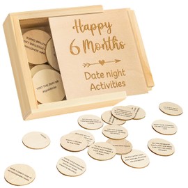 STOFINITY 6 Month Anniversary Wood Gifts for Boyfriend Girlfriend - 6 Month Anniversary Wooden Gift for Him Her, Happy 6 Months Wedding Marriage Relationship Gifts, Couple Game Date Night Box