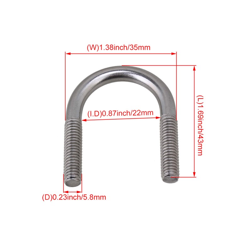 CNBTR U-Bolt Screws Saddle Nuts 304 Stainless Steel Silver M6