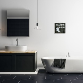 Stupell Industries Reading Room Phrase Rustic Bathroom Toilet Paper, Designed by Carol Robinson Gray Framed Wall Art, 12 x 12, Brown