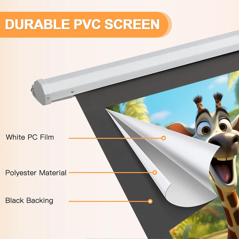 YODOLLA 100" Projector Screen Motorized 4:3, 4K HD Pull Down