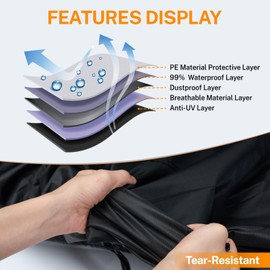 NEVERLAND Riding Lawn Mower Cover - Lawn Tractor Cover with Drawstring & Storage Bag, Fits Decks up to 54", 420D Polyester Oxford, Reflective Handles