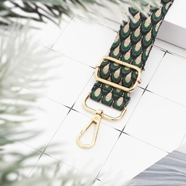 TANOSII Wide Purse Strap Adjustable Replacement Shoulder Crossbody Strap Handbag Strap Green Peafowl