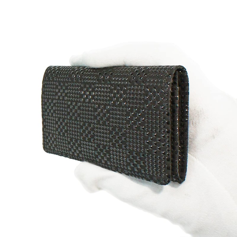 Inden 2501-01-167 Business Card Holder, Large Capacity, Deer Leather, Black