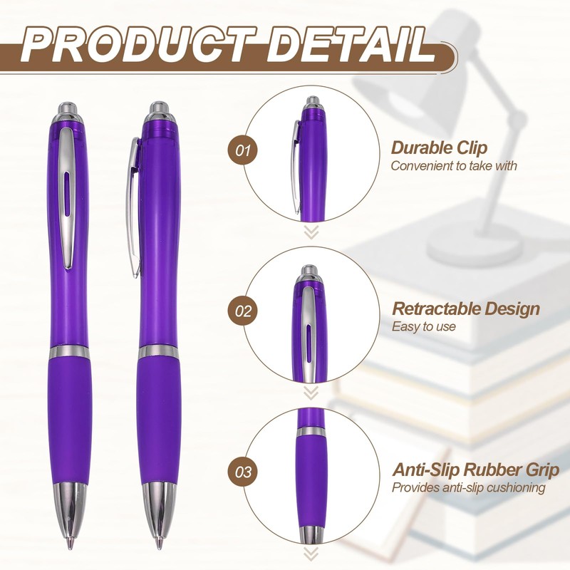 PATIKIL Retractable Ballpoint Pens, 1.0mm, Black Ink, Rubber Grip Plastic