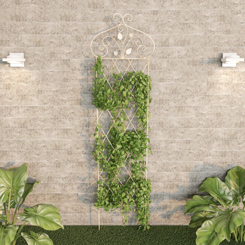 Pure Garden 50-LG5077 (Antique White) Garden Trellis-for Climbing Plants