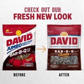 DAVID Roasted and Salted Bar-B-Q Jumbo Sunflower Seeds, Keto Friendly, 5.25 Oz