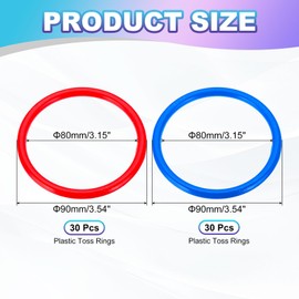PATIKIL Plastic Toss Ring 3.15 Inch, 60 Pack Sports Rings Toss Game Speed and Agility Practice Rings for Carnival Outdoor Games Supplies Bean Bags Throwing Yard Games, Red/Blue