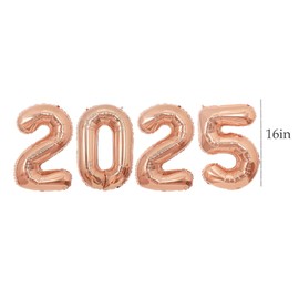16 Inch 2025 Balloons, 2025 Foil Number Balloons for 2025 New Year Eve Festival Party Supplies Graduation Decorations, Rose Gold