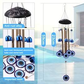 YEBON Turkish Blue Evil Eye Amulet Wind Chimes for Home Garden Decoration Good Luck Blessing Gift