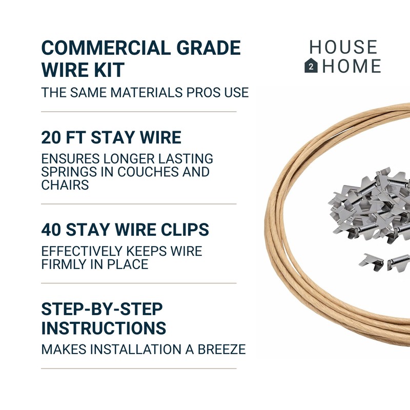 House2Home Upholstery Stay Wire for Sofa Furniture Springs, 20ft with