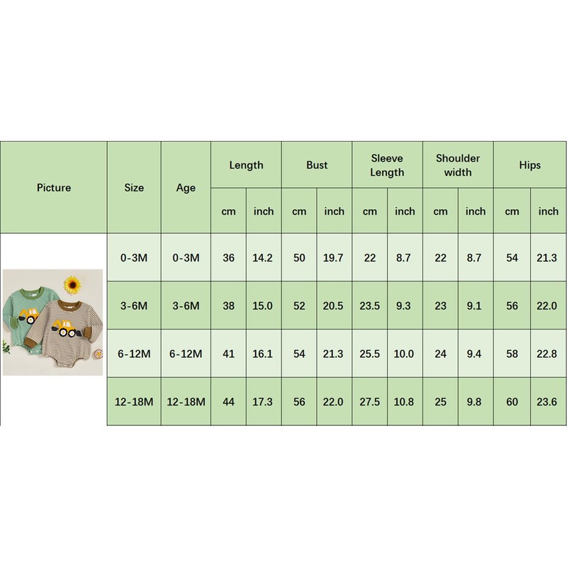 XIXIMAON Infant Baby Boy Autumn Rompers Farm Tractor Embroidery Long