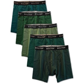 Bolter Men's 5-Pack Boxer Briefs Cotton Spandex Stretch (4X-Large, Greens)