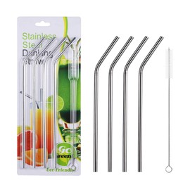 4 Pcs Reusable Metal Drinking Straws 8.5 Inch Stainless Steel Straw 6mm Diameter Wide -Compatible with 20oz Yeti Tumblers Eco-Friendly Washable non-plastic or glass - UNbreakable