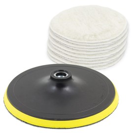 Bituxx® 180 mm Rotary Polishing Plate with 10x polishing pad Wollpad Fur Wool Buffer Polishing Pads, for car Polishers