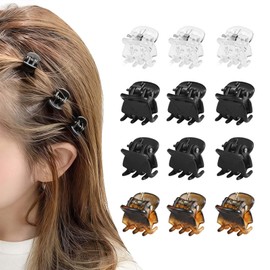 YACHUN Mini Hair Clips, Bangs Clips, Cute Clips, Hair Ornament, Small Size, For Adults, Girls, Kids, Girls, Women, Face Washing, Makeup, Set of 12 (4 Colors)