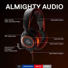 SteelSeries Arctis Nova 3 - Auriculares multiplataforma para juegos - Sonido Arctis Signature - Micrófono ClearCast Gen 2 - PC, móvil (reacondicionado)