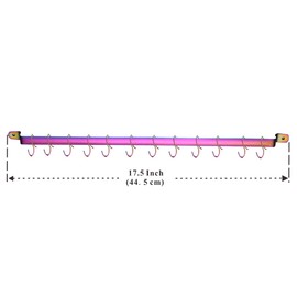 Kyraton Kitchen Utensil Rack, Kitchen Rack With Rainbow Titanium Plating,Rail Rack Organizer for Hanging Knives,Wall Mounted Gourmet Kitchen Rail with 14 Hooks