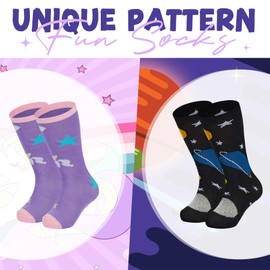 Zando Girls Soccer Socks Breathable Toddler Socks Boys 4T-5T Cotton Toddler Knee High Socks Purple Soccer Socks Soft Toddler Baseball Football Socks Outdoor Athletic Socks Purple Unicorn 3-6 Years