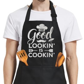 SANDJEST Funny Apron for Men BBQ Kitchen Cooking Aprons Mens Aprons with Pockets for Birthday Christmas Aprons Gifts for Dad Grandpa Boyfriend Husband