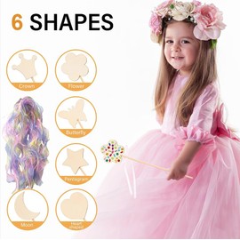 JGZTJXNK 18 Pieces of Princess Fairy Wands, Including 6 Styles of DIY Wooden Magic Wands, 4 gem Stickers, 18 Ribbons, Princess Art Magic Party Show Gifts