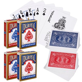 Partideal 4 x 56 Cards Playing Cards, Poker Cards, Playing Cards, Waterproof Poker Cards with 2 Corner Signs, Card Game for Party (Red + Blue)