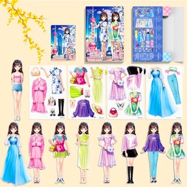 Daniel Axel Magnetic Dress Up Paper Doll,Magnet Princess Dress Up Dolls for Girls Ages 4-7 Kids,Travel Activities Road Trip Car Ride Interactive Learning Created Imagine Set Birthday Gift (E Set)