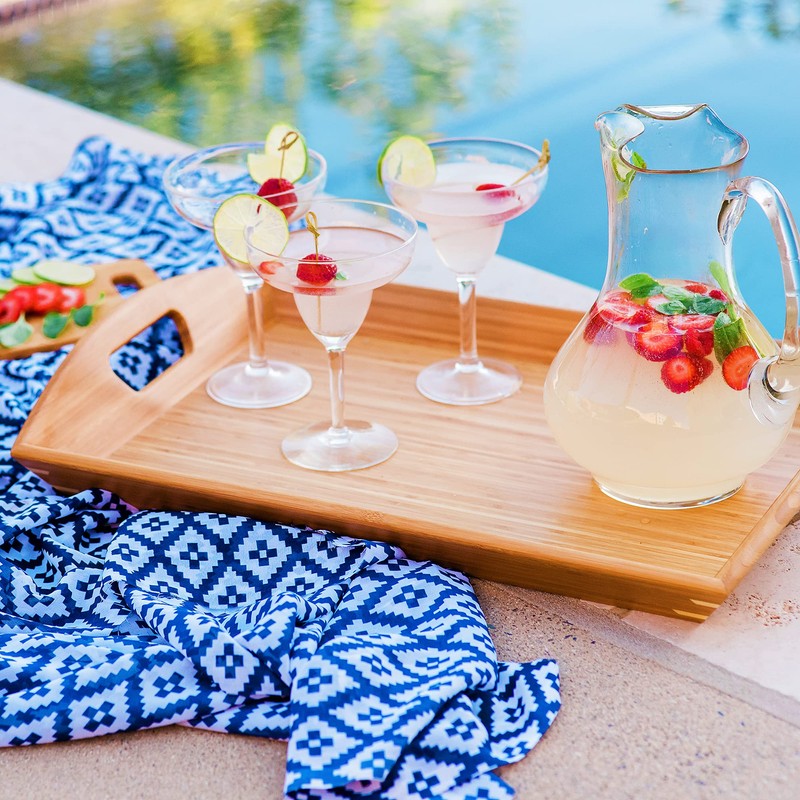 Totally Bamboo Butler's Serving Tray with Handles, Decorative Tray for