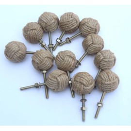 Knotty Door Knobs Nautical Drawer Handles Jute Rope Drawer Pulls 12pcs