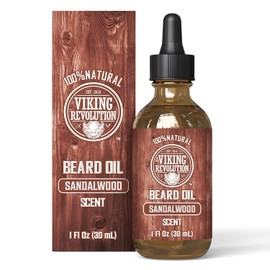 Beard Oil Conditioner - All Natural Sandalwood Scent with Organic Argan & Jojoba Oils - Softens & Strengthens Beards and Mustaches for Men (Sandalwood, 1 Pack)