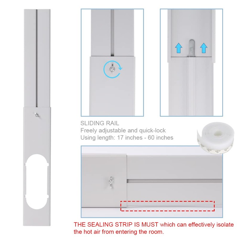 UNAOIWN Portable Air Conditioner Window Kit, Adjustable Vertical/Horizontal Sliding Window