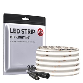 BTF-LIGHTING COB FCOB LED Strip Light, High Intensity, High Lumen, 596LM/M, Flexible, 5M, 480LEDs/m, 2400LEDs/5m, Daylight White, 4000K, 10mm Wide, Strip Light, DC24V, Dimmable, Disconnectable